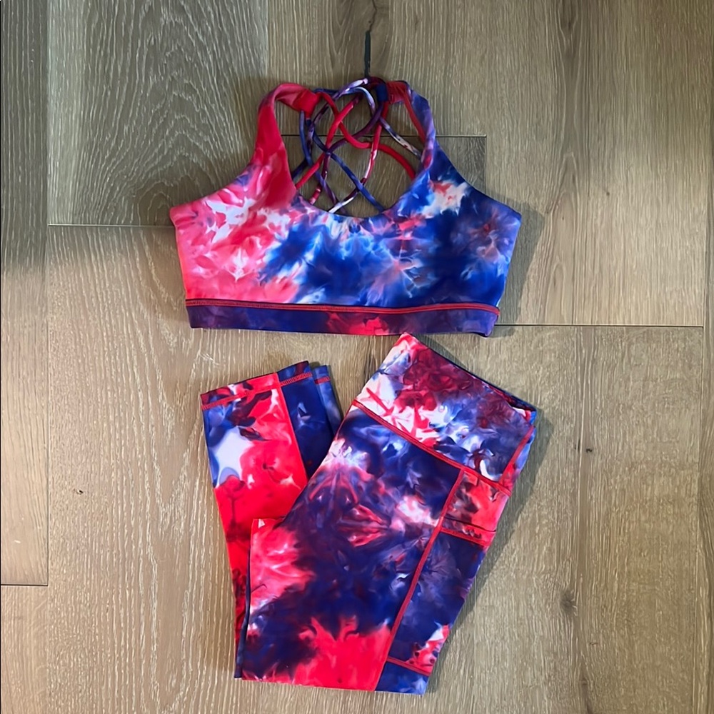 Vibrant Tie-Dye Sports Bra and Leggings Set